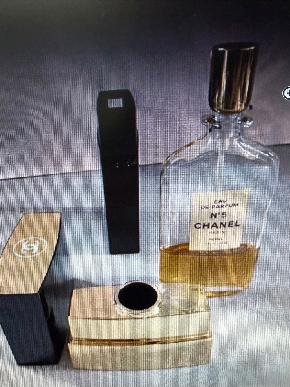 Vintage CHANEL Gold and Clear N°5 Bottle with Gold Accents and CASE
